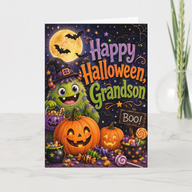 Carte Joyeux Halloween Petit-fils (Devant)