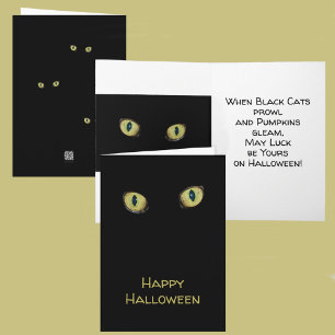 Carte Joyeux Halloween Photographique Yellow Cat Eyes No