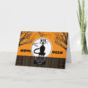 Carte Joyeux Halloween pour les enfants, Chat Scaredy