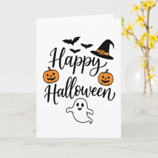 Carte Joyeux Halloween Sorcière Chapeau Citrouille Jack