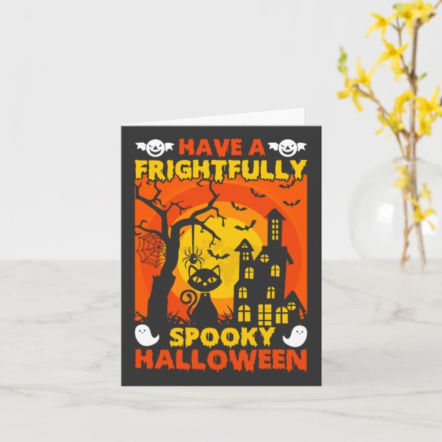 Carte Joyeux Halloween terriblement effrayant (Fleur jaune)