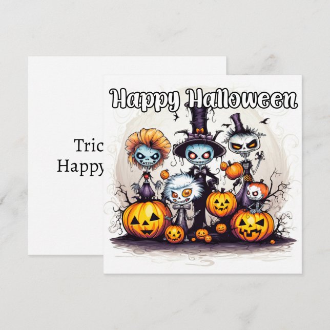 Carte Joyeux Halloween Trick Ou Traitements (Devant / Derrière)