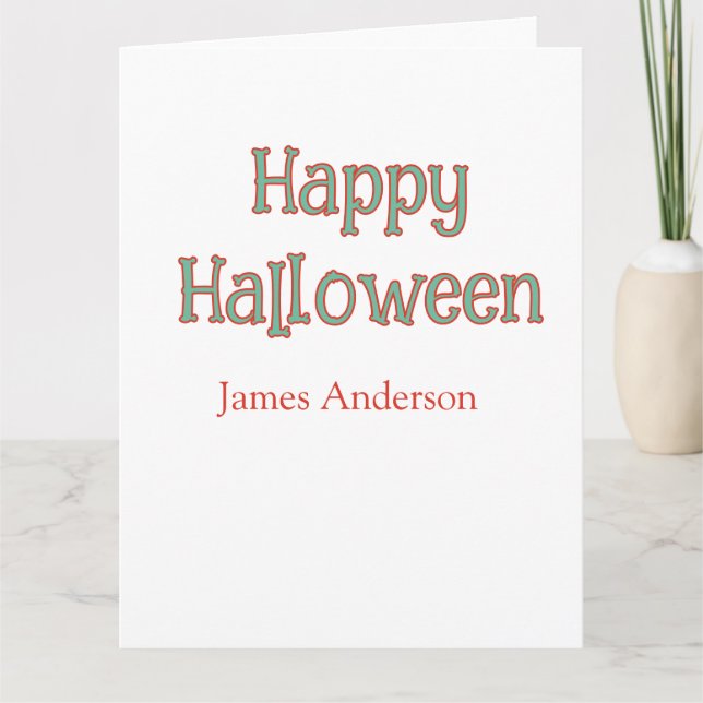 Carte Joyeux halloween vert orange pastel tendance moder (Devant)