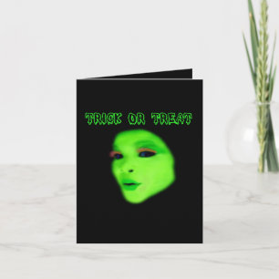 Carte Joyeux Halloween - Visage de Fantôme Vert