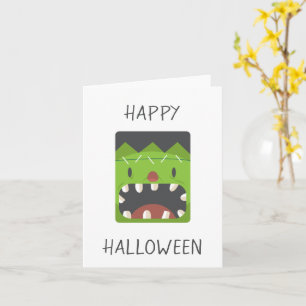 Carte Joyeux Halloween visage de monstre de Frankenstein