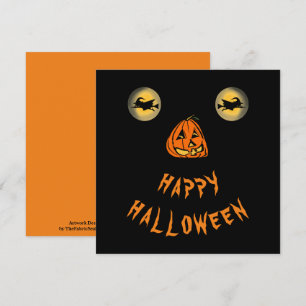 Carte Joyeux Halloween Yeux de cuisine et nez Citrouille