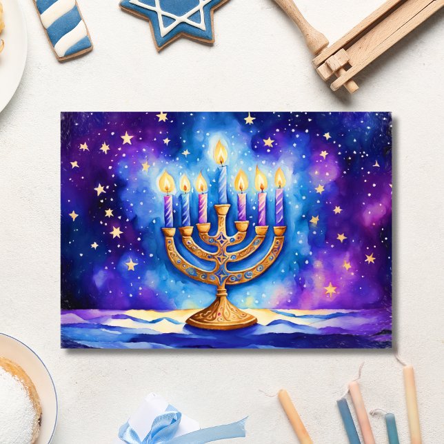 Carte Joyeux Hanukkah Menorah Étoilé (Créateur téléchargé)
