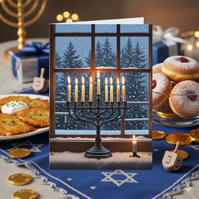 Carte Joyeux Hanukkah Menorah | Huit Nuits de Paix  (Créateur téléchargé)