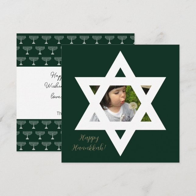 Carte Joyeux Hanukkah Photo Mignon (Devant / Derrière)