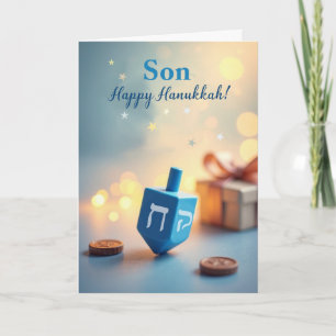Carte Joyeux Hanukkah Toupie avec Lumière Douce et Lumin