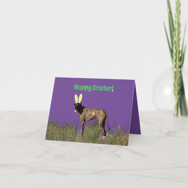 Carte Joyeux Happy Pâques Brindle Great Dane (Devant)