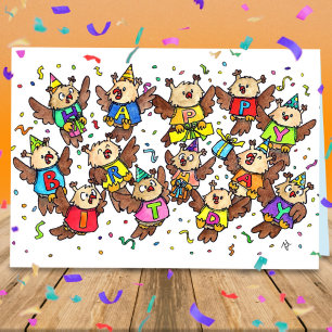 Carte Joyeux hibou d'anniversaire par Nicole Janes