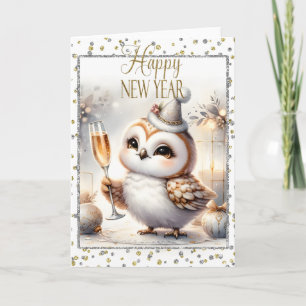 Carte Joyeux hibou du Nouvel An