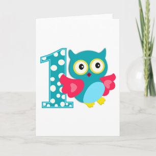 Carte Joyeux hibou pour le premier anniversaire