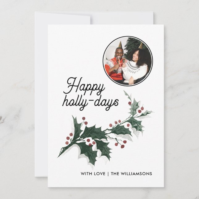 Carte Joyeux Holly Days Family Photo Holiday (Devant)