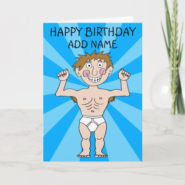 Carte Joyeux Homme Muscle Anniversaire (Devant)