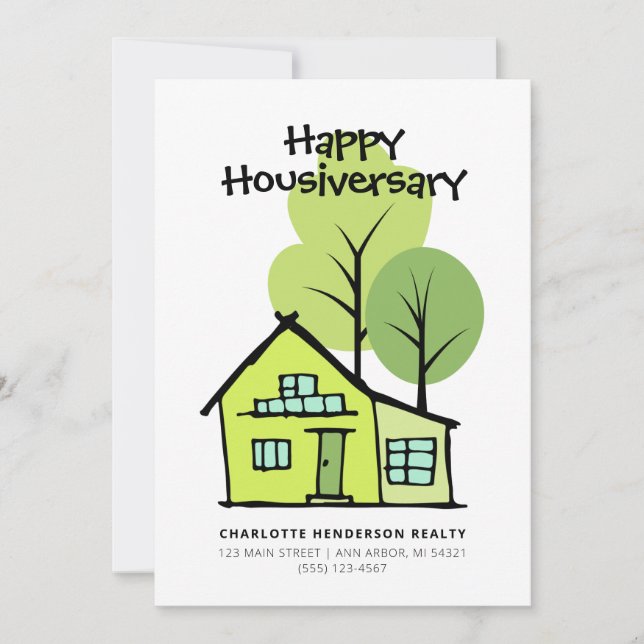 Carte Joyeux Housiversaire Moderne Client Fête d'Anniver (Devant)