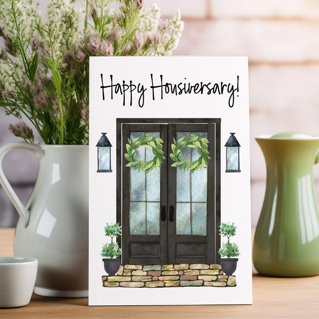 Carte Joyeux Housiversary avant de la maison Anniversair (One year home anniversary card for your real estate clients.)