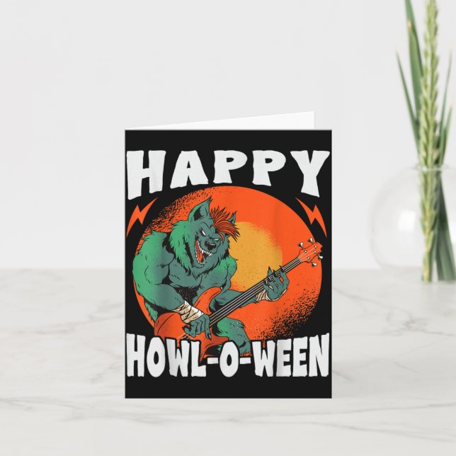 Carte Joyeux Howl-O-Ween - Loup-garou effrayant - Hallow (Devant)