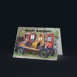 Carte Joyeux Humour de voiture de course d'anniversaire<br><div class="desc">N'oubliez pas de lire le texte intérieur, parfait pour toute personne gagnante, malgré quelques kilomètres. Vous pouvez modifier, personnaliser ou même supprimer le texte. Sur le devant de la carte, une vieille voiture de course repose près des pompes à essence à la retraite au Musée du gaz classique sur la...</div>