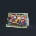 Carte Joyeux Humour de voiture de course d'anniversaire<br><div class="desc">N'oubliez pas de lire le texte intérieur, parfait pour toute personne gagnante, malgré quelques kilomètres. Vous pouvez modifier, personnaliser ou même supprimer le texte. Sur le devant de la carte, une vieille voiture de course repose près des pompes à essence à la retraite au Musée du gaz classique sur la...</div>