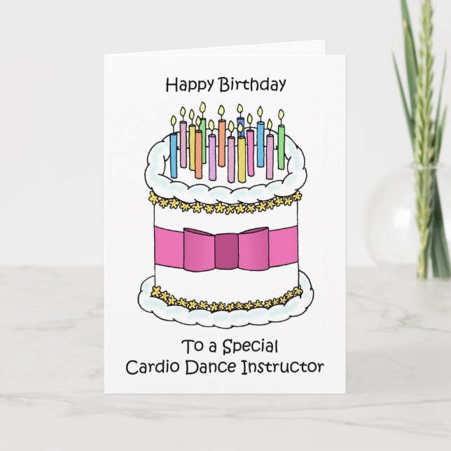 Carte Joyeux instructeur de danse cardio d'anniversaire. (Devant)