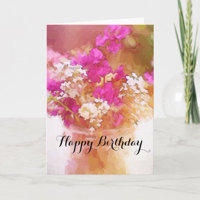 Carte Joyeux Jar d'anniversaire de la peinture Fleur sau (Devant)
