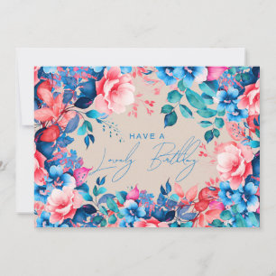 Carte Joyeux Jardin d'Anniversaire Floral Blue Rose Cham