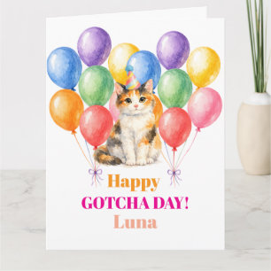 Carte Joyeux jour d'adoption chat calico