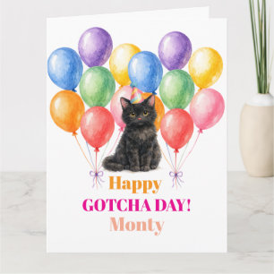 Carte Joyeux jour d'adoption chat noir