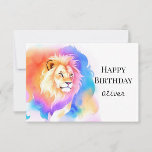 Carte Joyeux Jour d'anniversaire du lion de Boho moderne
