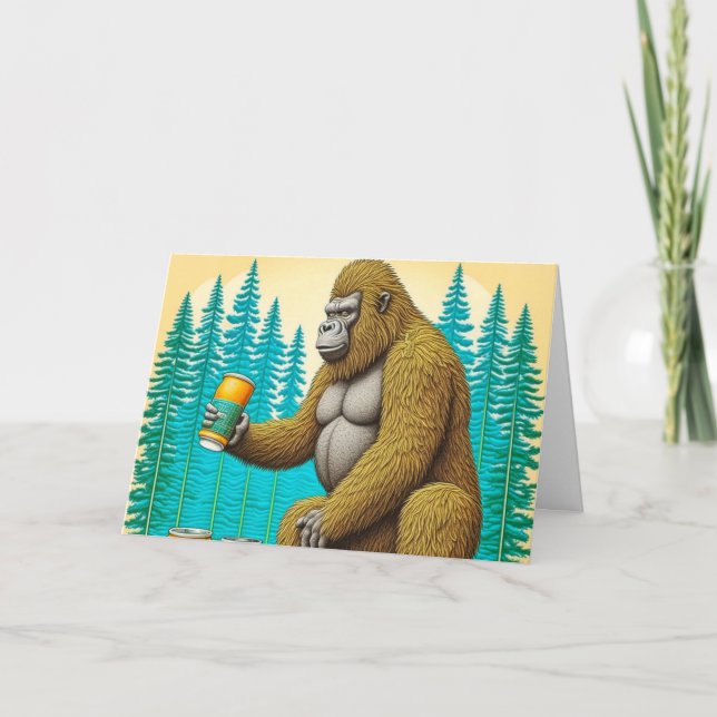 Carte Joyeux Jour de la bière Pun d'anniversaire Bigfoot (Devant)