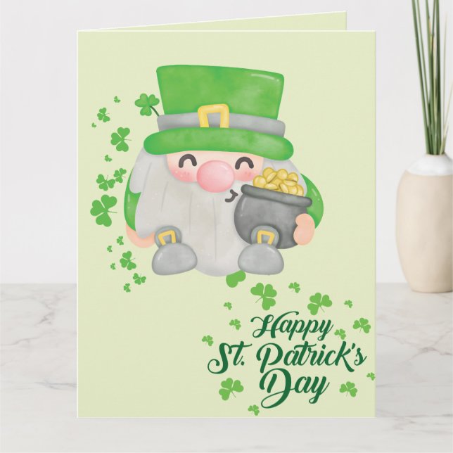 Carte joyeux Jour de la Saint Patrick gnome (Devant)