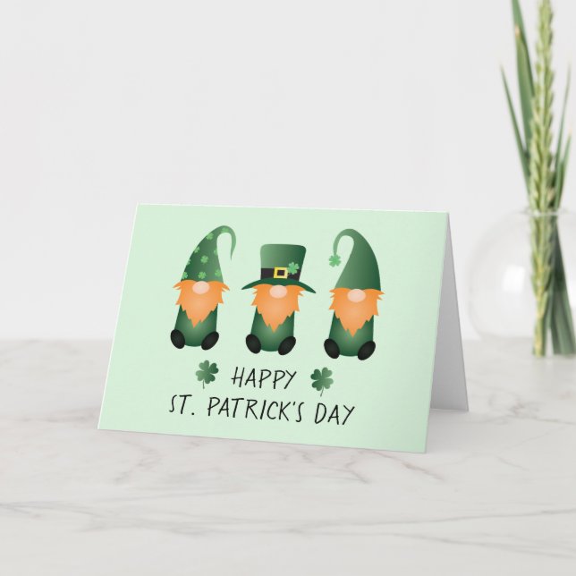 Carte Joyeux Jour de la Saint Patrick Gnomes Green Orang (Devant)