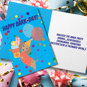 Carte Joyeux Jour de l'écorce Dachshund Anniversaire drô
