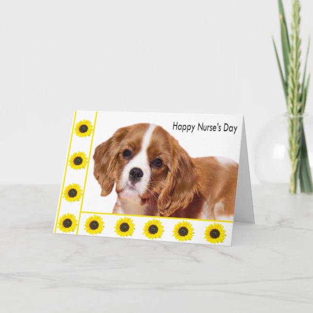 Carte Joyeux jour de l'infirmière Cavalier King Puppy Su (Devant)