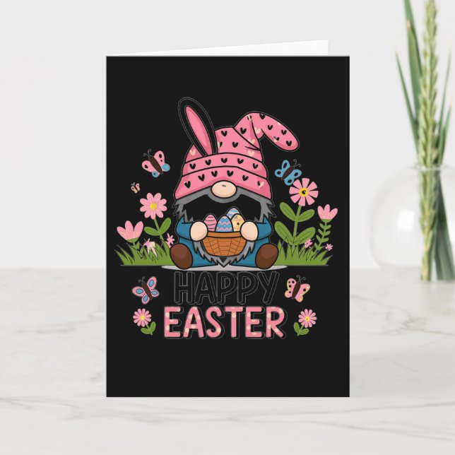 Carte Joyeux jour de Pâques 2025 Lapin Gnome  (Devant)