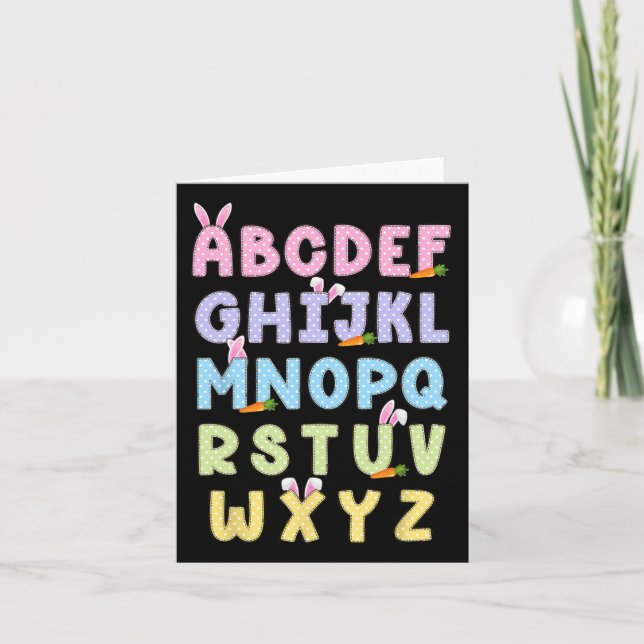 Carte Joyeux Jour de Pâques Alphabet Abcs Elemeno Pour E (Devant)