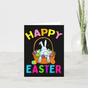 Carte Joyeux Jour de Pâques Lapin Chasse Oeufs Chocolat 