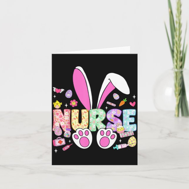 Carte Joyeux jour de Pâques Lapin Oreilles Stéthoscope F (Devant)