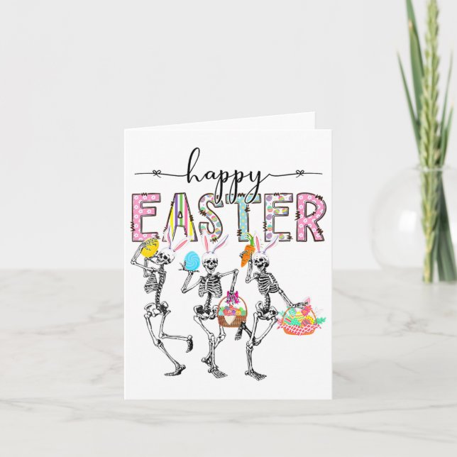 Carte Joyeux Jour de Pâques Squelette Lapin Oeufs Garçon (Devant)