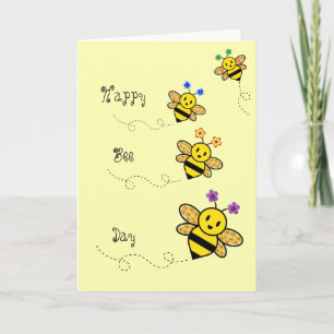 Carte Joyeux Jour des abeilles Whimsical Floral Geo Form