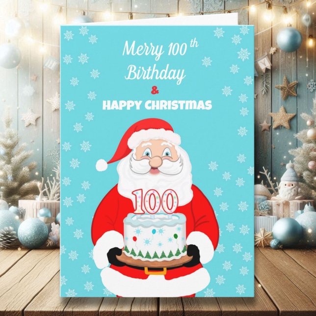 Carte Joyeux Joyeux 100e anniversaire Noël Père Noël (Créateur téléchargé)