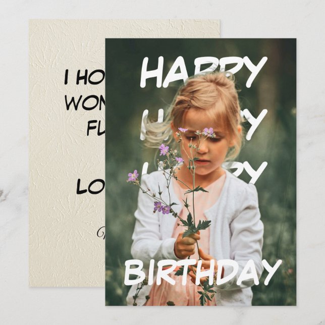 Carte Joyeux, Joyeux, Joyeux Anniversaire texte derrière (Devant / Derrière)