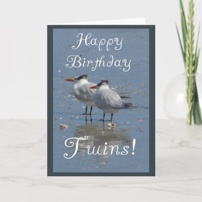 Carte Joyeux Jumeaux d'anniversaire ! - Deux oiseaux ide (Devant)