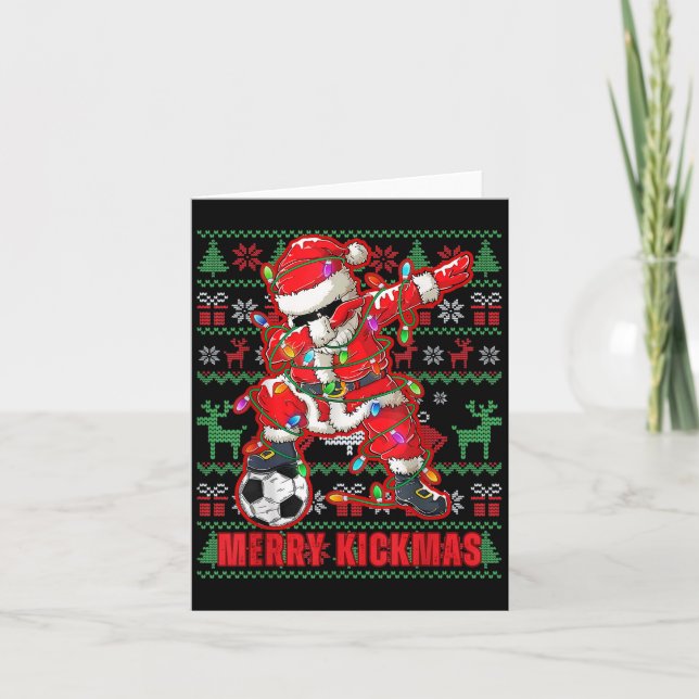 Carte Joyeux Kickmas Noël Soccer Ball Laid Jeune Swe (Devant)