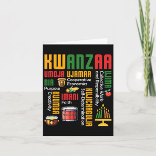 Carte Joyeux Kwanzaa Kinara Sept bougies Drum Africain I