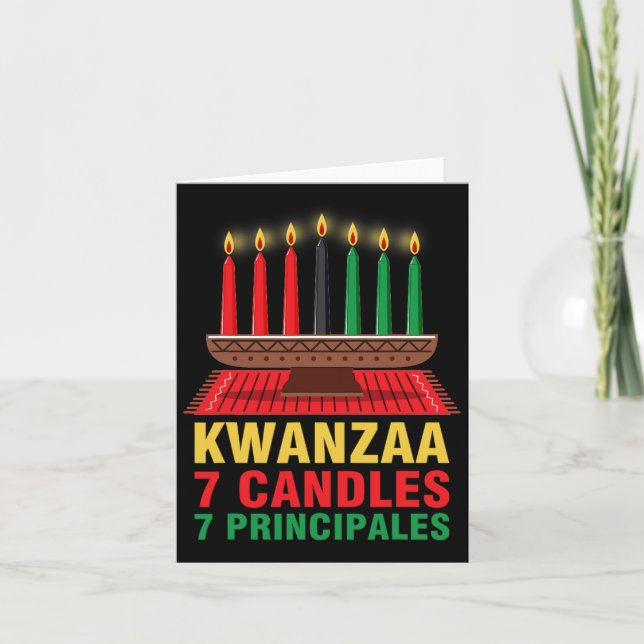 Carte Joyeux Kwanzaa Kinara Sept Principes Bougies Pan  (Devant)