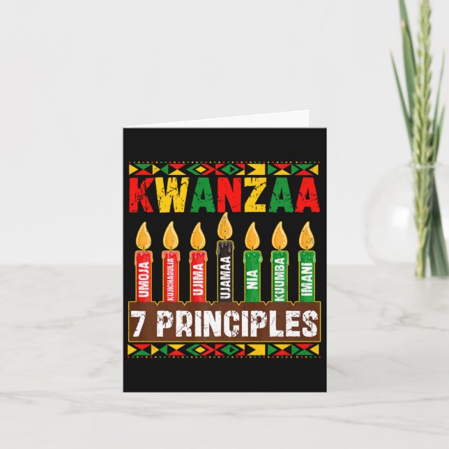 Carte Joyeux Kwanzaa Kinara Sept Principes Chandelles Pa (Devant)