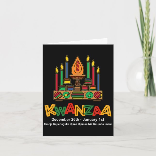 Carte Joyeux Kwanzaa Sept Principes De Kwanzaa - Kinara (Devant)